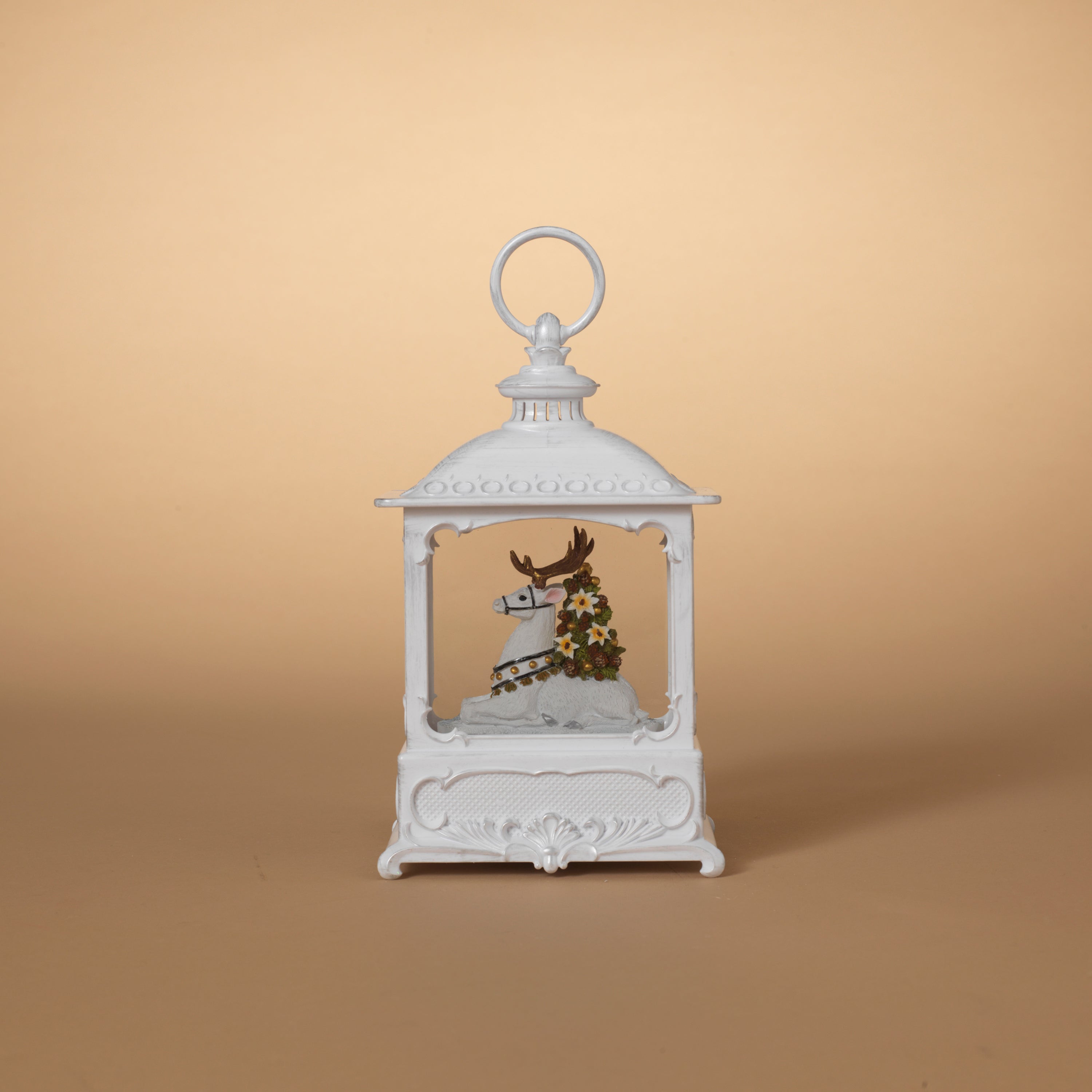 Romantic 8.75 in H Battery Operated Lighted Spinning Water Globe Lantern – Holiday Accent Lantern